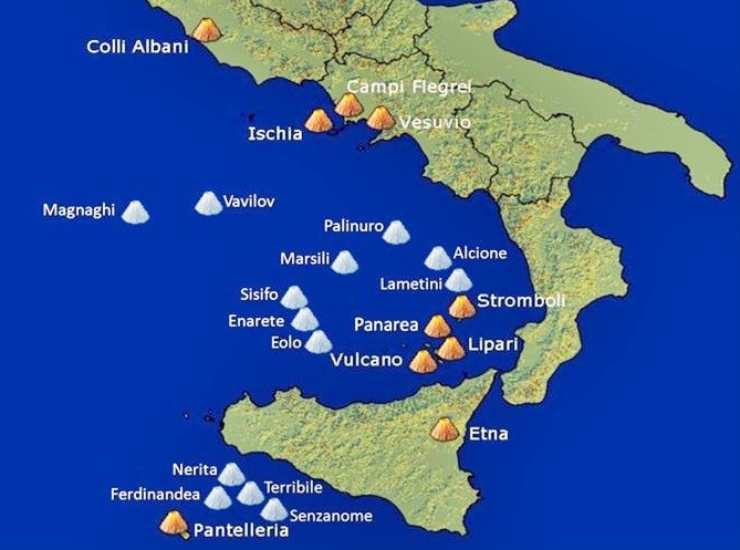 Mappa dei Vulcani in Sicilia 