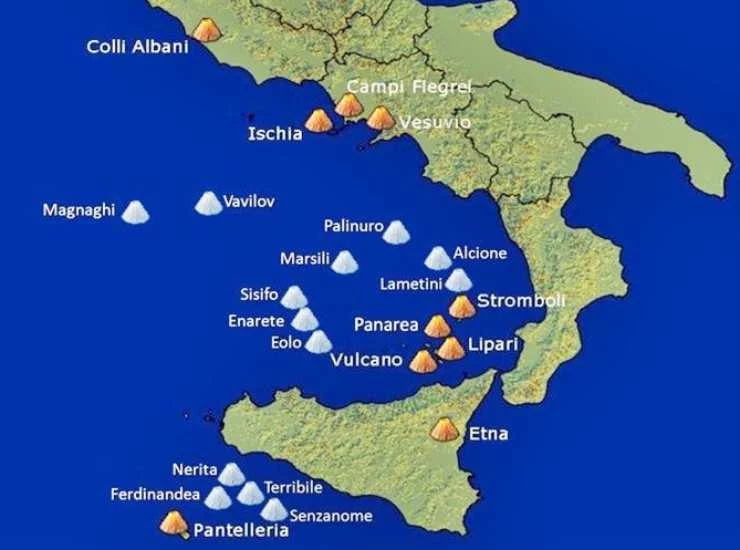 Mappa dei Vulcani in Sicilia