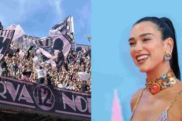 Dua Lipa con la maglia del Palermo