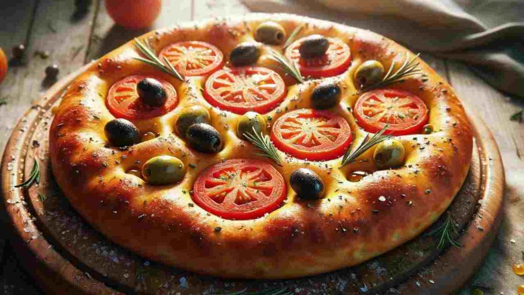 Focaccia al pomodoro e olive