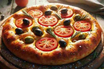 Focaccia al pomodoro e olive