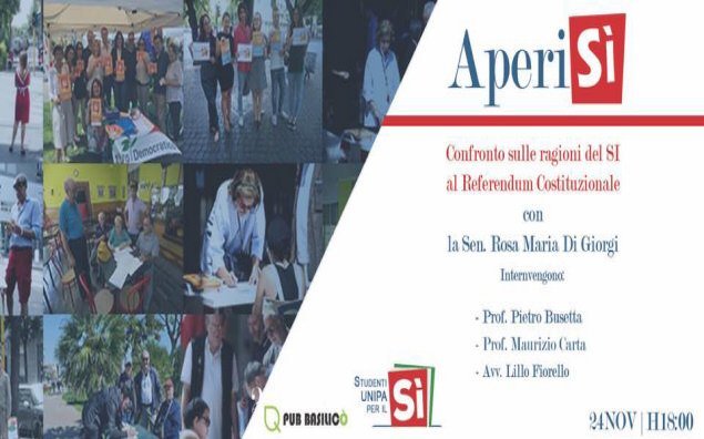 Il gruppo Studenti Unipa per il sì organizza oggi alle 18:00 presso Basilicò (viale delle Scienze...